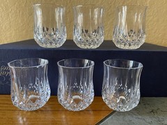 SET OF SIX Cristal d’Arques LONGCHAMP CLEAR 1 1/2 oz Shot Glasses 2″ High