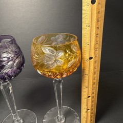 VTG Multicolored Cut To Clear Crystal Bohemian Hock Glasses Set/4