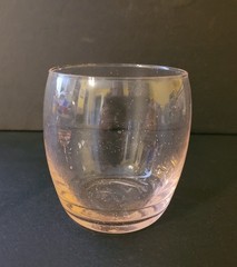 Vintage Blown Pink Glass Tumble Up Bedside Carafe Water Pitcher Set Bubbles
