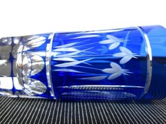 Unused Kamei Restored Satsuma Kiriko Indigo Glass Set of 5 Japan