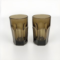 Imperial Old Williamsburg Brown Flat Tumblers Glasses 11 oz 5 1/8” Vintage 2 ct