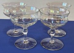 Set of 4 West Virginia Glass #40 Iridescent Luster Low Sherbet Champagne Stem