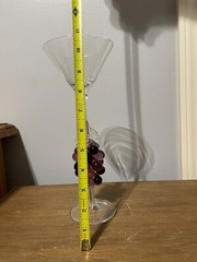 Vintage Murano Hand Blown Art Grape Stemmed Glass Martini Wine Champagne Goblet