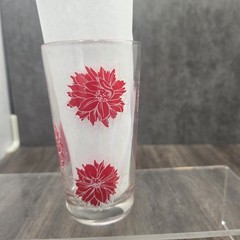 Vintage MCM Floral Juice Glass Boscul Peanut Butter Collectible Dahlia Autumn