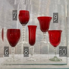 Ruby Red Water Glasses Wine Glasses Mixed Set Various Sizes and Maker Set of 10