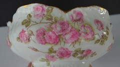 Limoges Large Groups of Roses Gold Serving Bowl