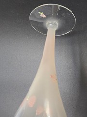 Lot of 6 PINK FROSTED OMBRE HAND PAINTED BUTTERLY ART GLASS WINE GLASS 7.5″