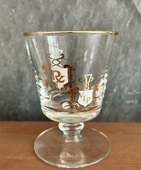 Libbey Apothecary Rx Cocktail Glasses Footed 22K Gold MCM Barware 4.5″ Set of 4