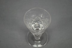 Early 19th Century Pittsburgh Hand Blown Cut Flint Glass Wine Glass Circa 1820 B