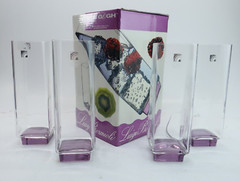 Luigi Bormioli Amethyst Purple Square Van Gogh Hi-ball Glass Set 4 – 14oz Damage