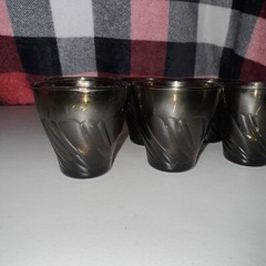Vintage Vereco Brown Smoke Juice Glasses France Set Of 6