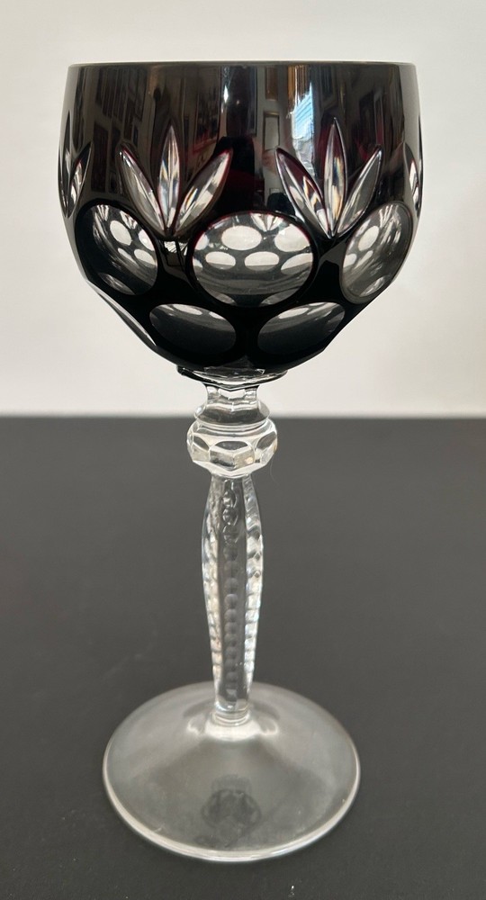 Smoke or Black 7.75” Cut-to-Clear Crystal Goblet