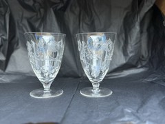 Vintage Cambridge Glass Crystal Oyster Cocktail Line Juice Paneled Optic Glass