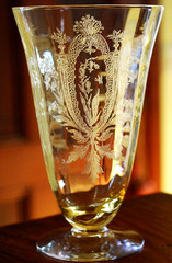 Vtg Set 8 LA FLEURE YELLOW 5 7/8″ Etched Deco ICED TEA Glasses TIFFIN FRANCISCAN