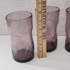 Pilgrim Pinched Crackle Glass Purple Tumblers Set Of 4