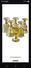Set Of 7 Vintage Independence Ember Impression Octagonal Luxurious Glassware