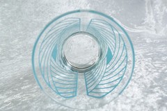 Georges Briard Vtg Icicle Pattern Glass Tumbler Aqua Geometric Lines Turquoise