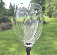 6 Luminarc Festival Wine Glasses Black Stem & Foot 10 Oz Vintage 1980s France