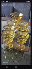 Set Of 7 Vintage Independence Ember Impression Octagonal Luxurious Glassware