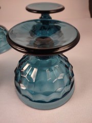 Whitehall Colony Cubist Riviera Blue Champagne Sherbert Dessert MCM Set of 4