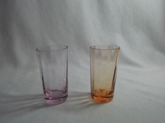 Vintage Small Tiny Glass Tumblers – Orange and Purple