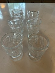 Vtg/Dansk Bohemian Cocktail/Juice Glasses, Embossed Leaf/Art Glass/MCM/Set Of 6