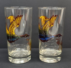 Hazel Atlas Vintage Lot of 6 Game Bird Pheasant Hunting 5.5″ Tall Glasses Bright