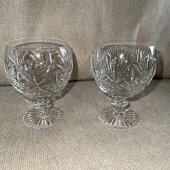 2 Royal Doulton Prince Regent Cut Crystal Claret Port Glasses 5″/12.5 cm England