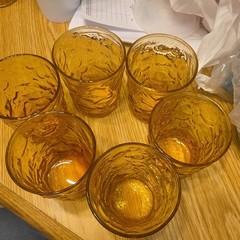 VTG set of 6 Anchor Hocking Lido Milano amber honey lowball/juice glass