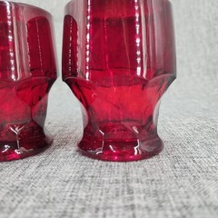 Set Of 4 Viking Art Glass Ruby Red Georgian 3.5″ tall Whiskey Rocks Glasses