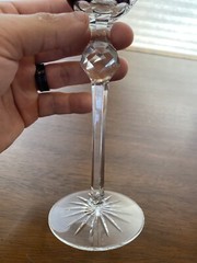 BEAUTIFUL VINTAGE Amethyst Cut To Clear Crystal Tall Wine Glass 8.75″H