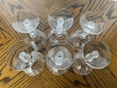 Fostoria Navarre 6 Clear Etched Glass Champagne Sherbet Glasses 5 1/2″