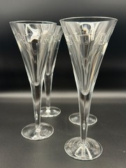 Waterford John Rocha Geo Oden Crystal Wine Glasses 9″ Signed Set of 4