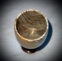 Ten Thousand Villages Banded Agate Stone Goblet Hand Carved Wine Chalice Glass