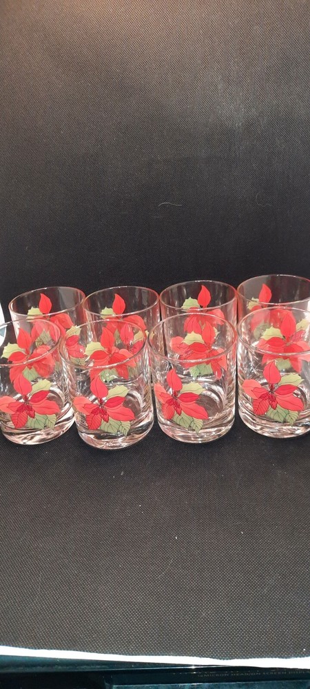 8 Poinsettia BLOCK Spal Mary Lou Goertzen Vtg ‘80s Watercolors Glasses