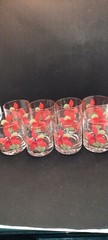 8 Poinsettia BLOCK Spal Mary Lou Goertzen Vtg ‘80s Watercolors Glasses