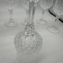 Set of 7 Vintage Cristal D’Arques-Durand Longchamp Crystal Wine Glasses 6.5” H
