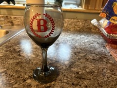 **New** LETTER “B” Personalized Red Labeled Wine Glass Gift