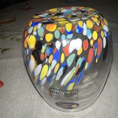 Murano Confetti Stemless (1) Wine Glass Hand Blown Italy New Art Deco