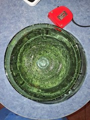Vintage Artland Jade Green Hand Blown Bubble Glass Wine Goblet, Heavy
