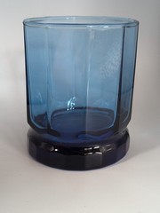 2 Vtg Anchor Hocking Essex Cobalt Blue Double Old Fashioned Rocks Glasses 9oz EC