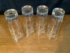 Lotus Sky Ball Leo Etched Highball Tumblers Set of 4 Art Deco Glassware