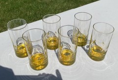 Libbey Crisa Pinched Thumb Print Impressions Sunshine Yellow glasses (6 in Set)