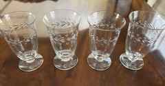Crystal Stemware by Reizart (Pattern is Doria) Cut Plant Design, 7 pieces total
