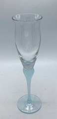 Mikasa Sea Mist Turquoise Frosted Stem Fluted Champagne Wine Glass, 9 3/8”