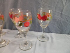 Set of 5 Franciscan Apple Pattern Water Goblets 7 3/8″ Tall