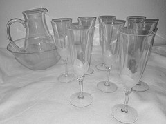 10 pcs Cristal D’Arques Durand Florence Set Set Pitcher Bowl & 8 Fluted Glasses