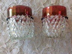 2 Indiana DIAMOND POINT*CRYSTAL W/RUBY FLASH* 3 1/2″ – 8 OZ ROCKS TUMBLERS