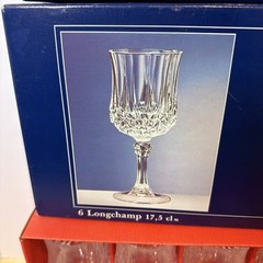 12 LONGCHAMP Cristal D’Arques 6.5″ Water Wine Goblets Crystal 6oz EUC 17 ,5 cl