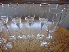 Champagne Blown Pier 1 Applied Swirl Smooth Stem Crystal Blown Glass – Set of 8